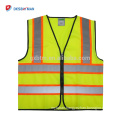 Custom LOGO Printing Reflective Safety Vest Bright Neon Color Traffic Workwear With 2 Inch Strips And Zipper Front